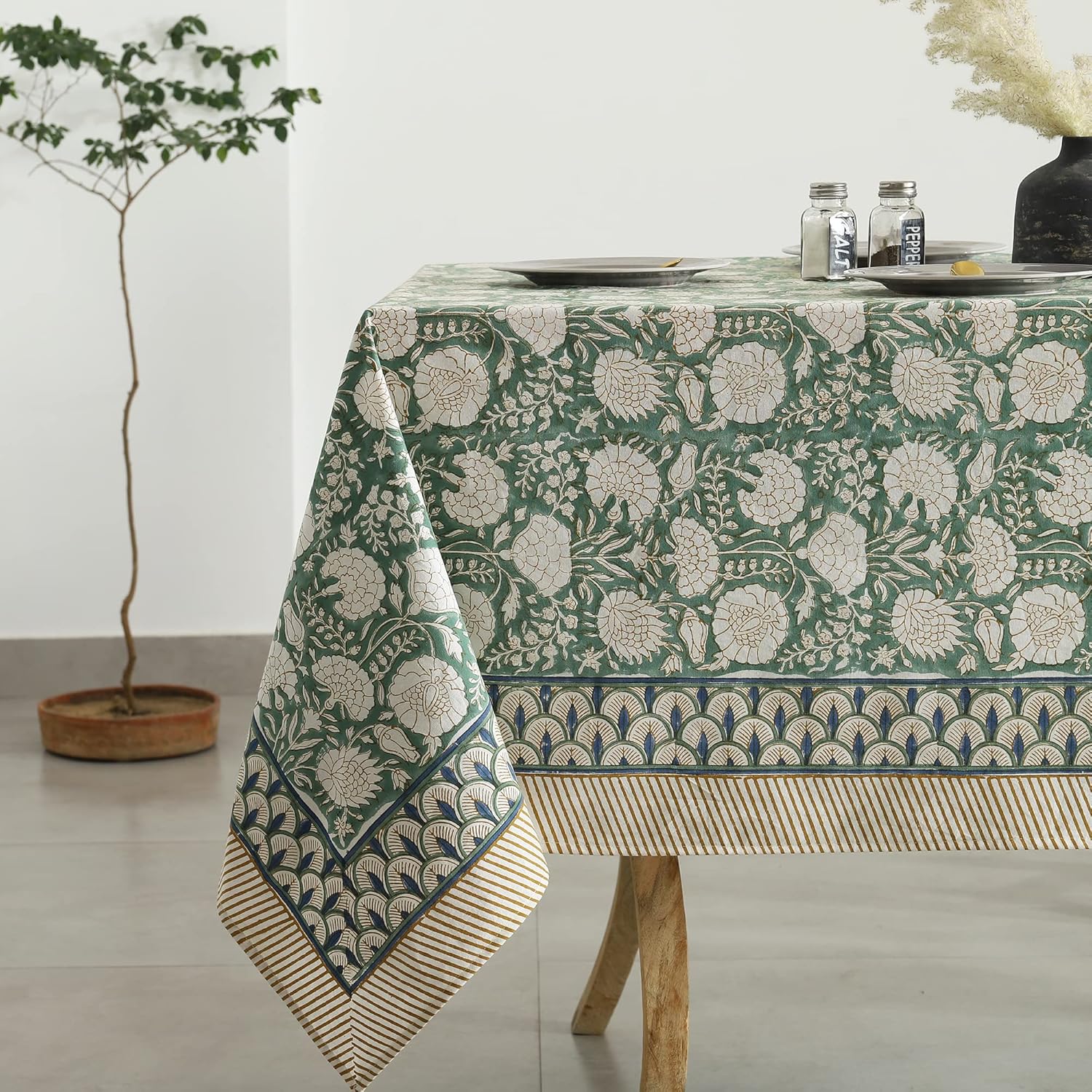 Labhanshi Indian Handblock Print Floral Cotton Table Cloth