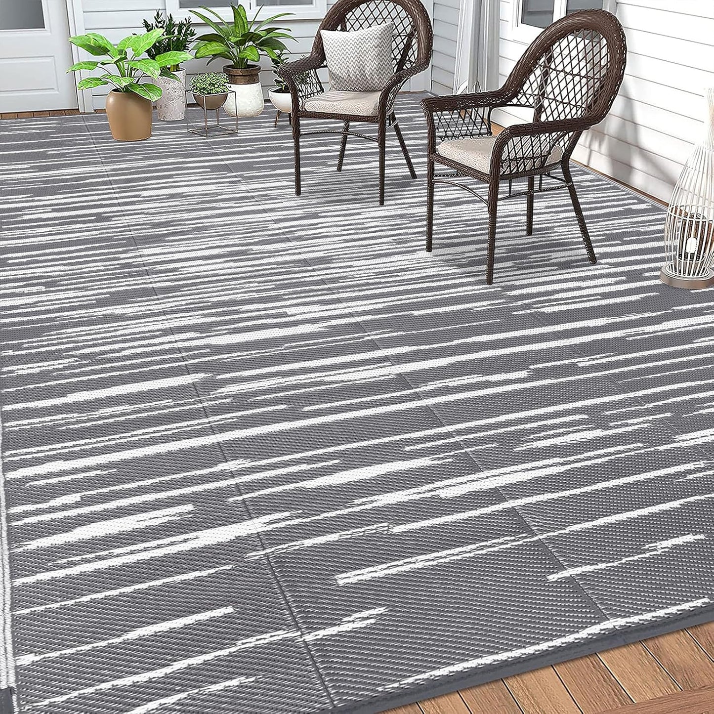 HEBE Outdoor Rug 8ftx10ft Waterproof for Patios and Camping