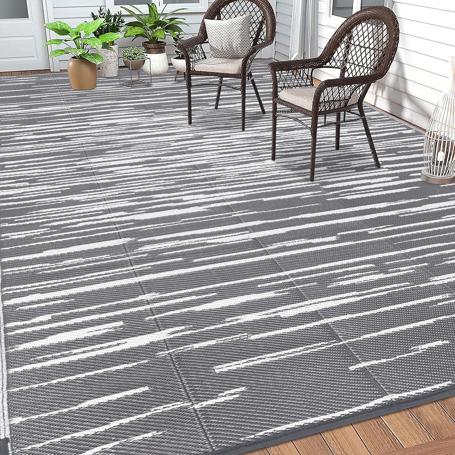 HEBE Outdoor Rug 8ftx10ft Waterproof for Patios and Camping