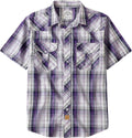 Dubinik Western Short Sleeve Plaid Pearl Snap Shirt (Style D7K9)