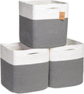NaturalCozy Storage Cubes 11 in Cotton Rope Woven Baskets - Sturdy off