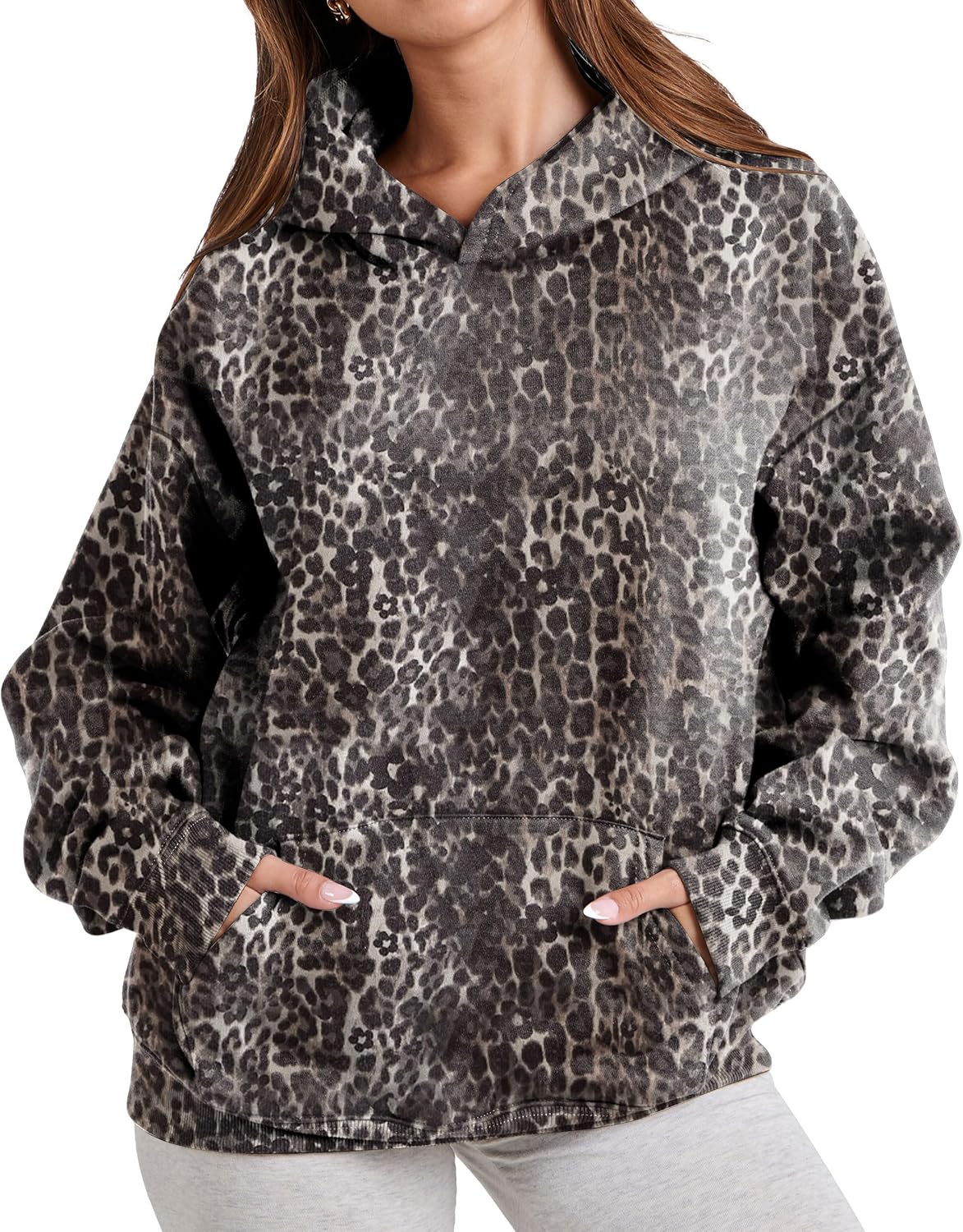 Womens Camo Hoodies with Maple Leaf Print for Cozy Style
