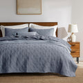 100% Cotton Twin Quilt Set Dusty Blue - Lightweight Farmhouse