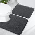 Chenille Bath Rug Set 2 Piece - Soft, Absorbent Toilet Contour Mats