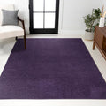 Haze Solid Low-Pile Purple Area Rug 3x5 - Durable, Pet-Friendly