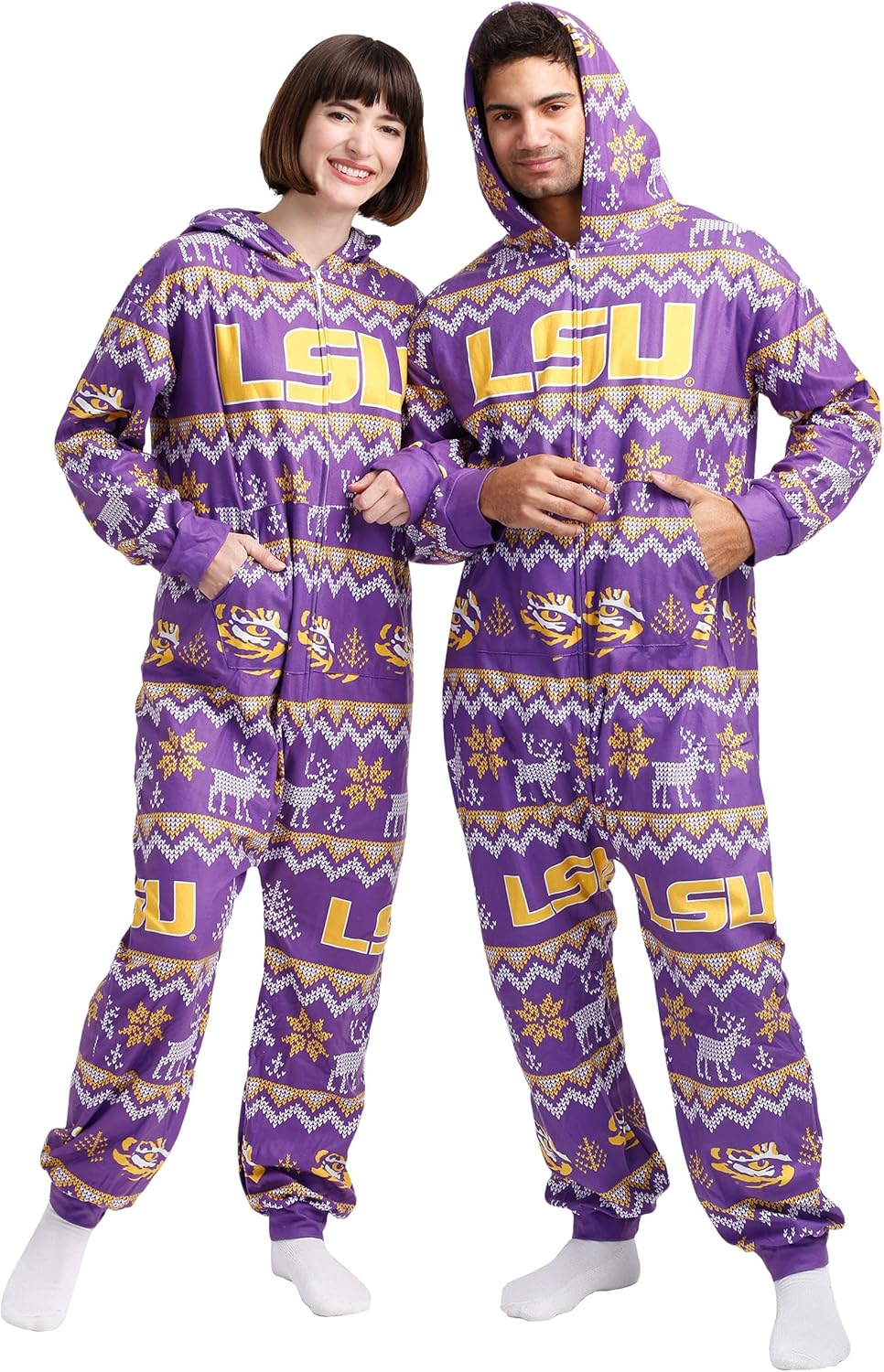 FOCO Unisex-Adult NCAA College Team Ugly Pattern Holiday Pajamas