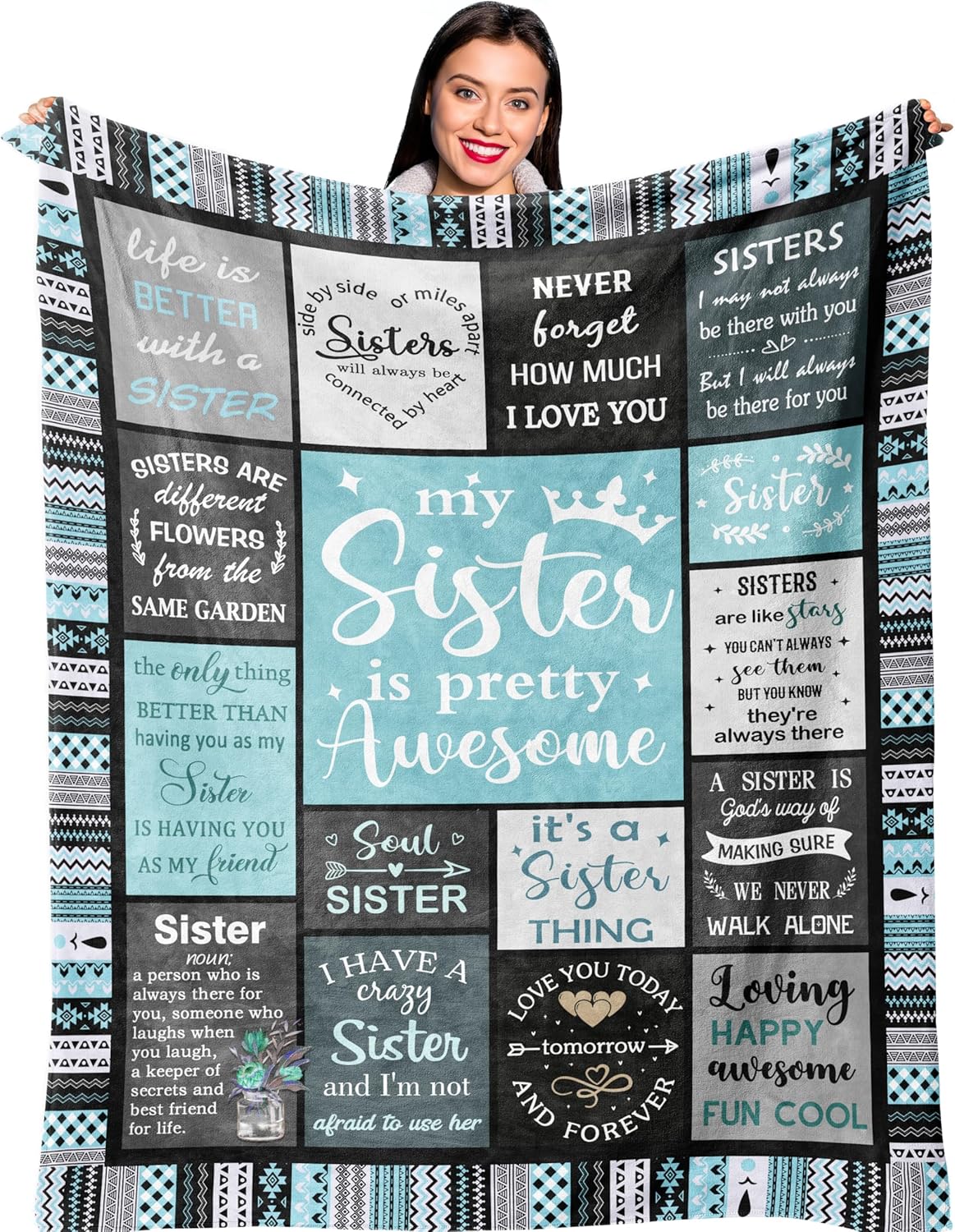 Sister Gifts Blanket 60 x 50 for Birthdays and Special Days