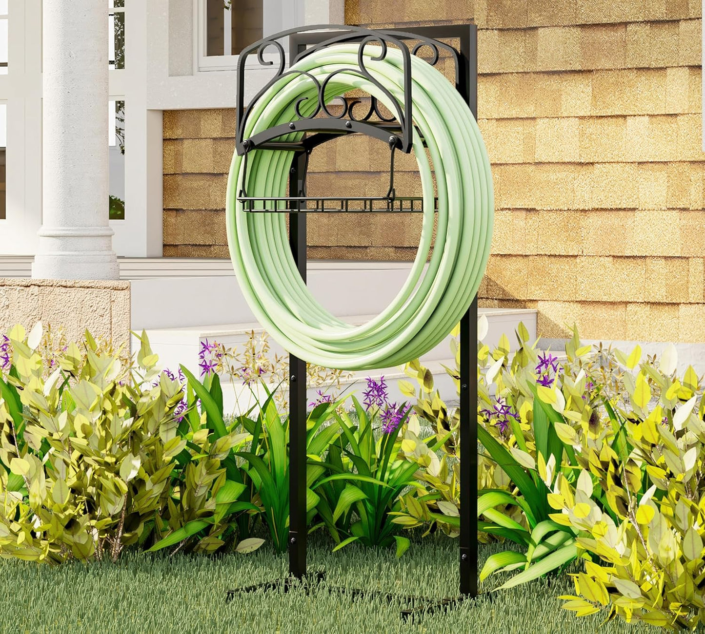 Kingson Portable Garden Hose Holder with Storage Basket for 150FT