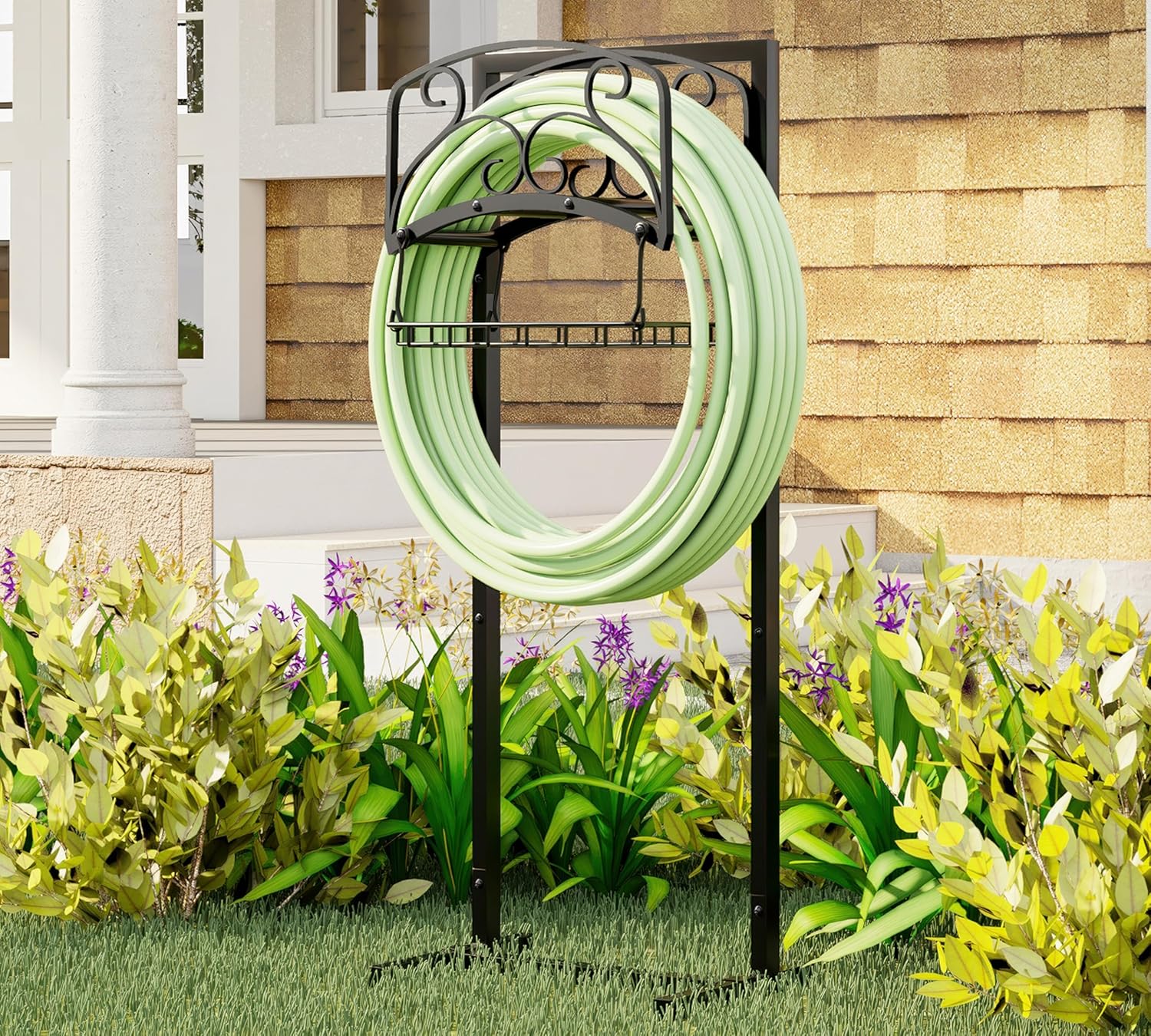 Kingson Portable Garden Hose Holder with Storage Basket for 150FT
