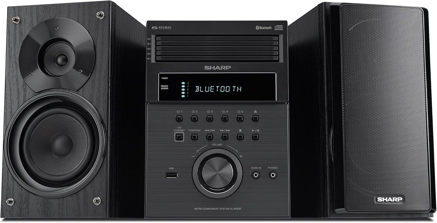 Sharp XL-BH250 5-Disc Micro Shelf Speaker System with Bluetooth