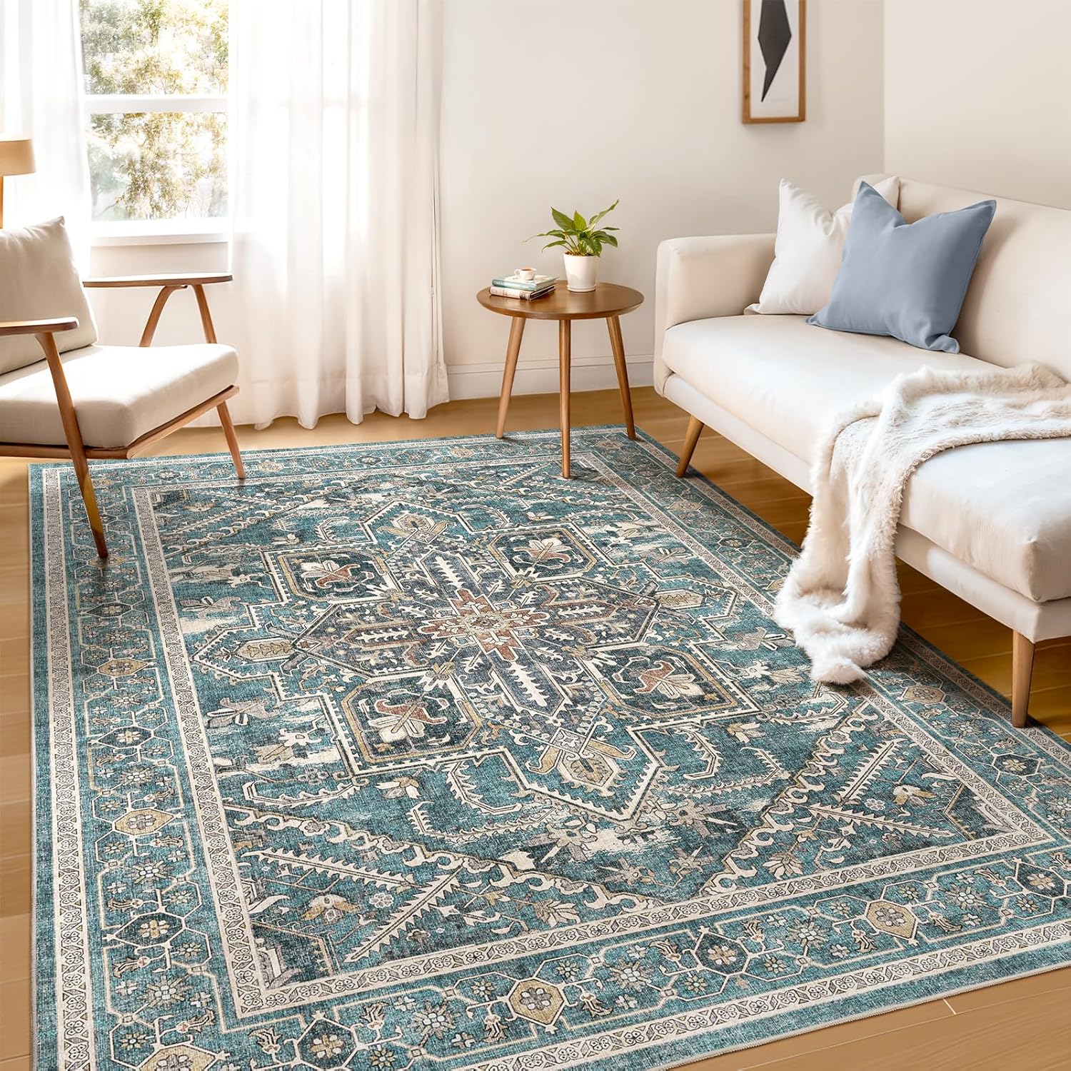 WITSHOCK 5x7 Living Room Area Rug: Soft Non-Slip Boho Design