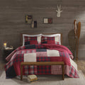 Woolrich Sunset Reversible Quilt Set - Oversized King Plaid Red