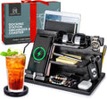 Black Wood Phone Docking Station - Compact Nightstand Organizer