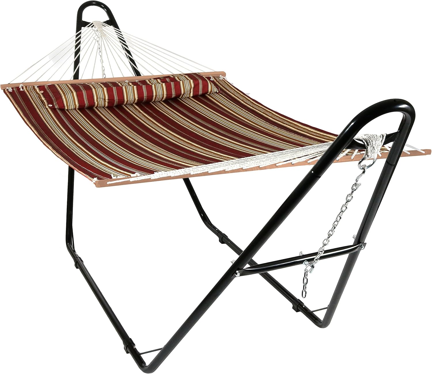 Sunnydaze Double Quilted Hammock with Stand for Two People