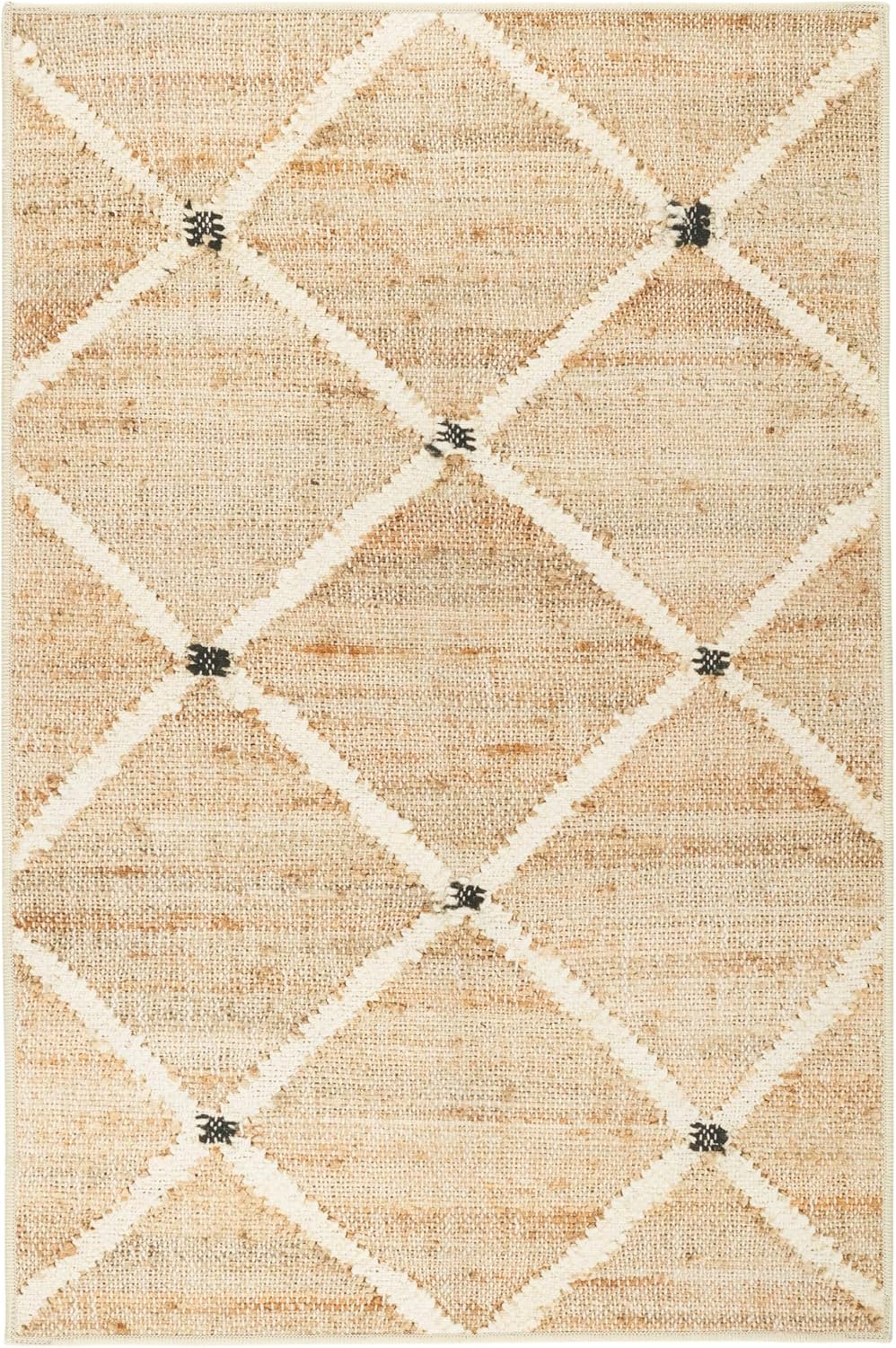 Kali Machine Washable Area Rug - 6ft x 9ft Natural Diamond Accent