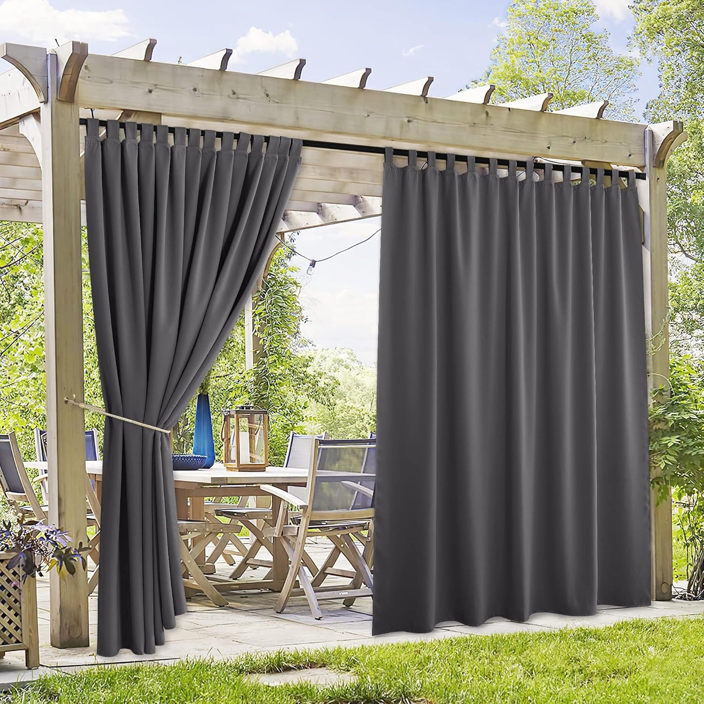 RYB HOME Outdoor Curtains 84in Long - Weatherproof Sunshade
