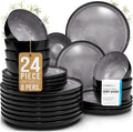 Stoneware dinnerware set 8 persons 24 pcs - Modern dark gray elegance