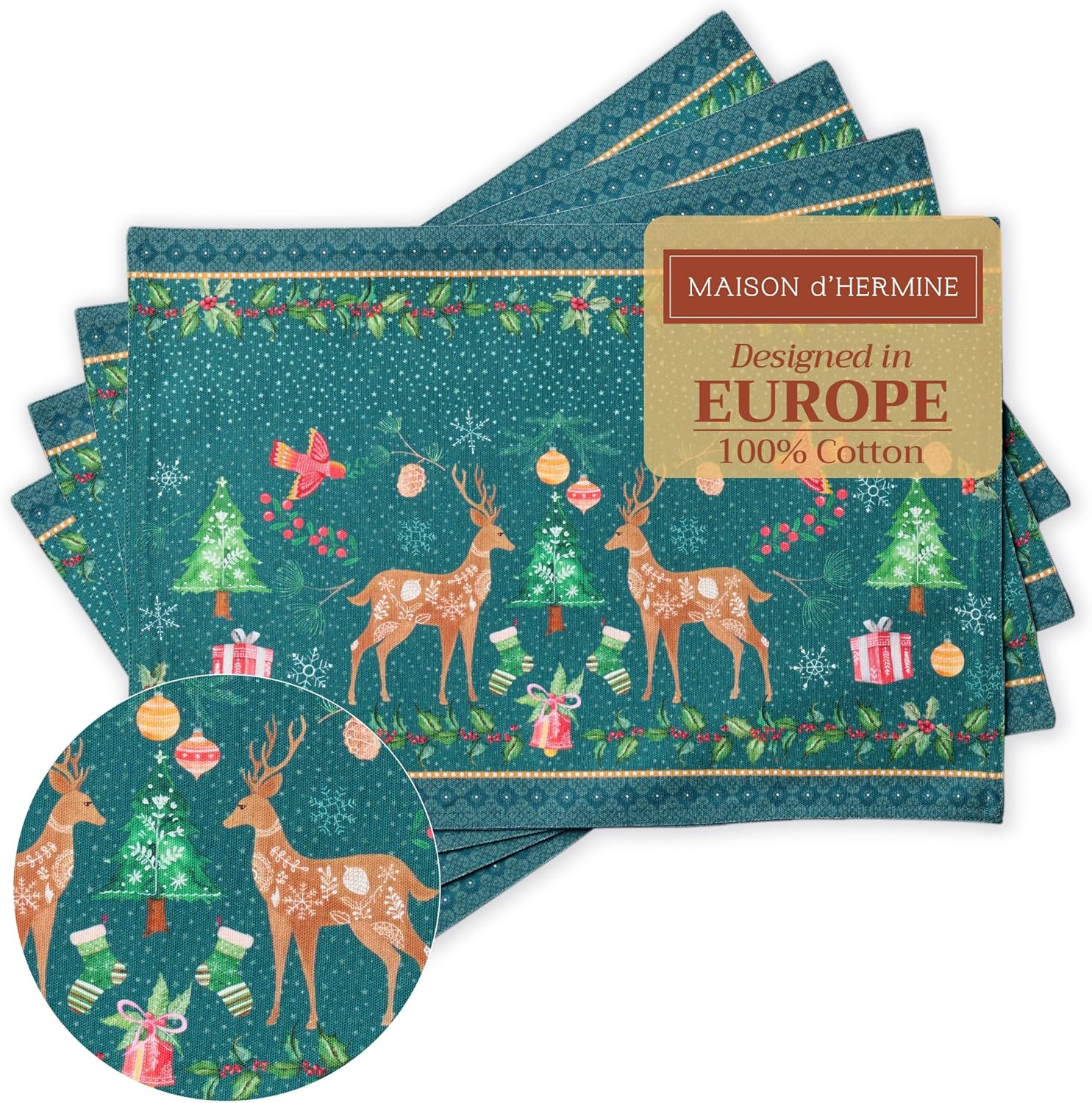 Maison d' Hermine Placemats Set of 4 for Elegant Dining Decor