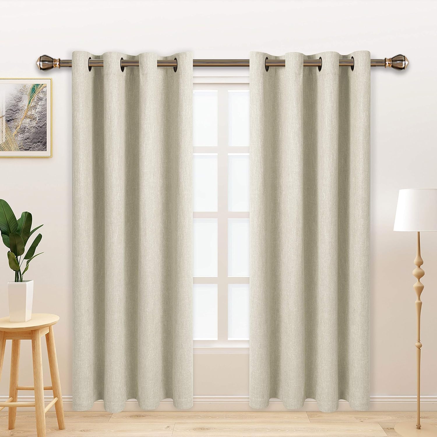 Linen Look Textured Blackout Curtains for Bedroom - 50 x 108 in