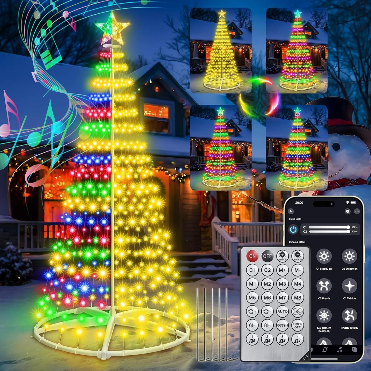 7ft Smart Pre-lit LED Cone Christmas Tree with 30+ Modes