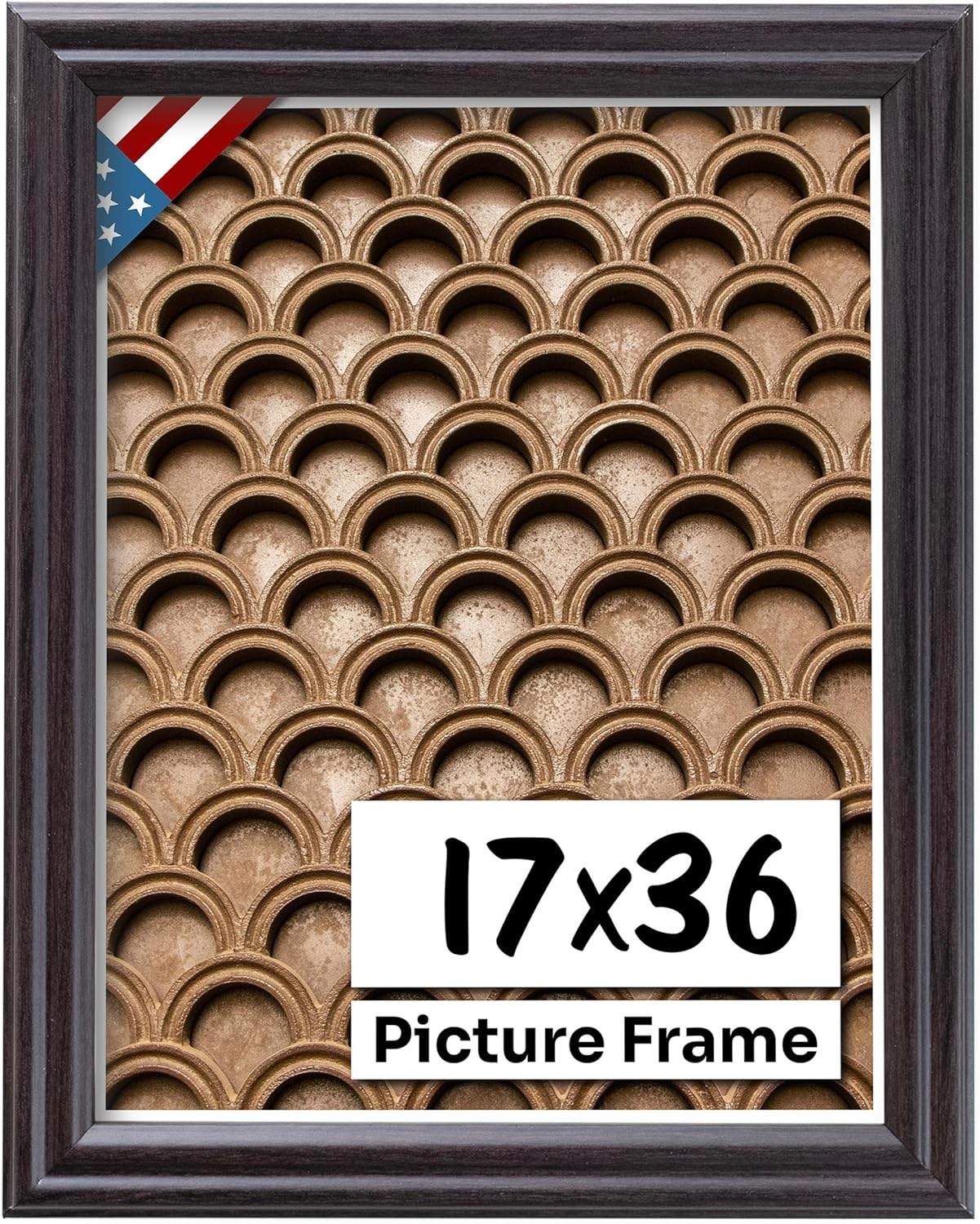 Coffee Brown 17x36 Picture Frame with UV-Blocking Plexiglass