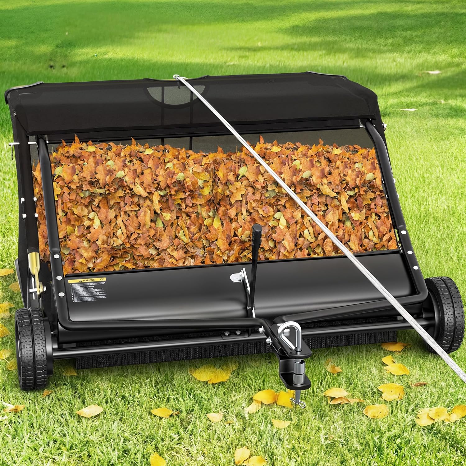 AUTOSAVER88 42 Inch Tow Behind Lawn Sweeper for Efficient Cleanup