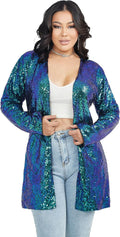 Women's Sequin Jacket Long Sleeve Open Front Blazer - Sparkle style
