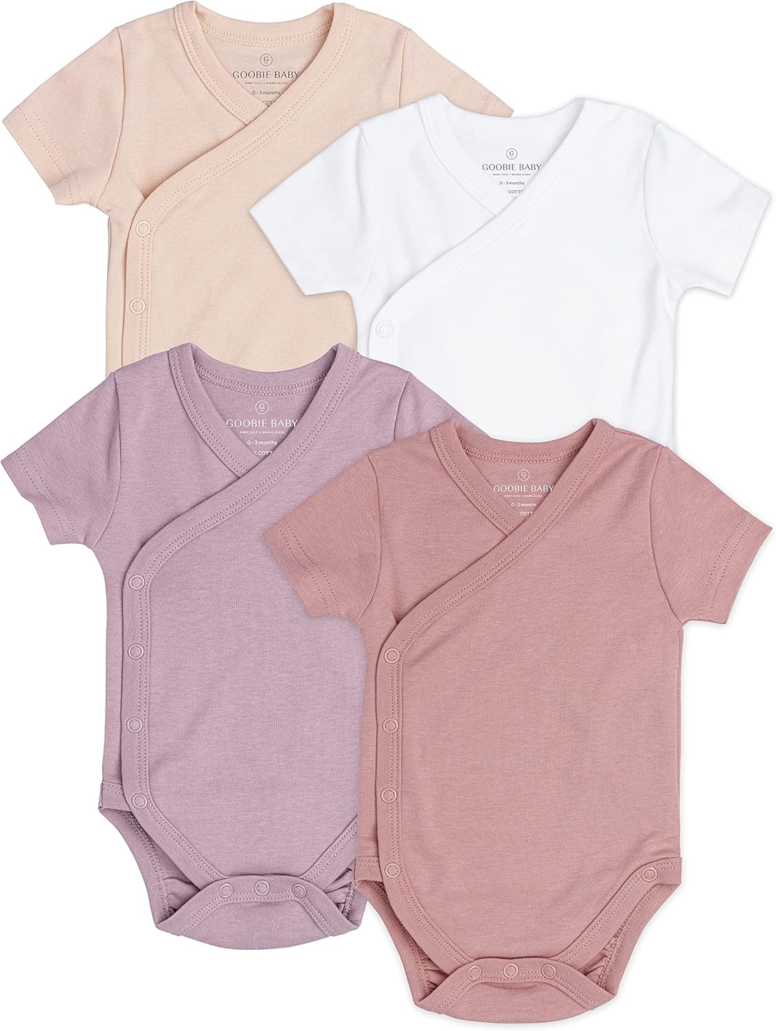 Baby Side Snap Bodysuit Set - 100% Cotton Unisex Kimono Onesies
