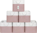 13x13 Storage Cubes 6 Pack White & Pink - Reinforced Collapsible Bins