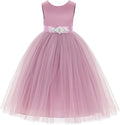 Stylish V-Back Satin Dress for Flower Girls' Special Days