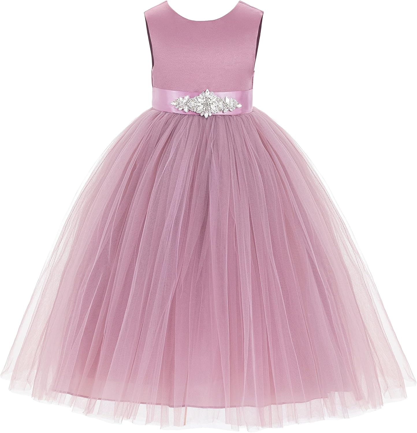 Elegant V-Back Satin Flower Girl Dress for Special Occasions