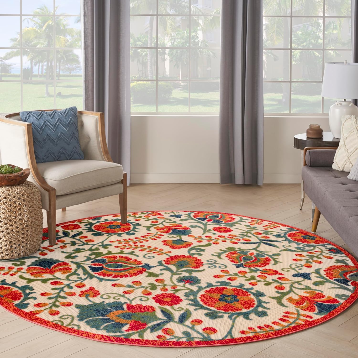 Nourison Home Aloha Indoor/Outdoor Red Multicolor Area Rug
