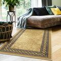 2x4 Brown Modern Bordered Non-Skid Low Profile Rug - Entryway Fit