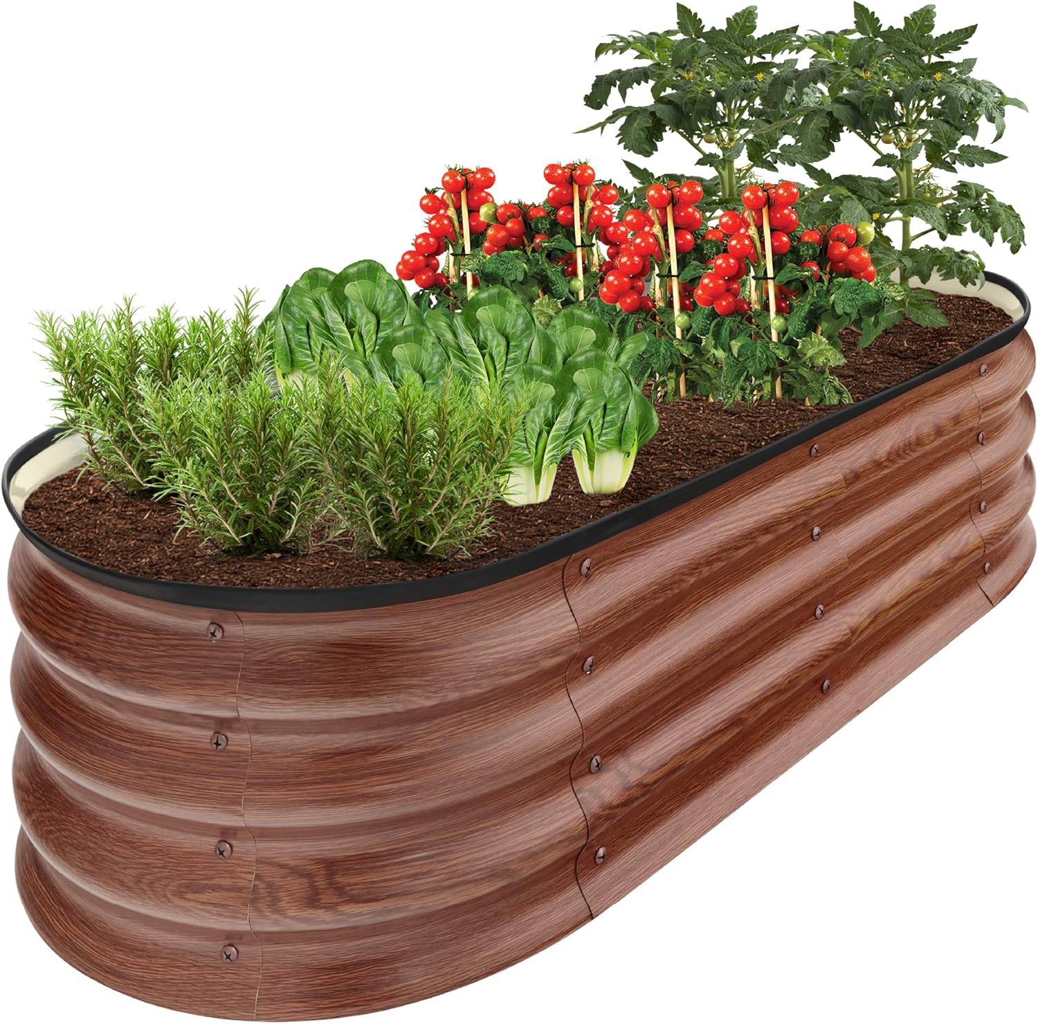 Outdoor Metal Raised Garden Bed for Vegetables and Herbs