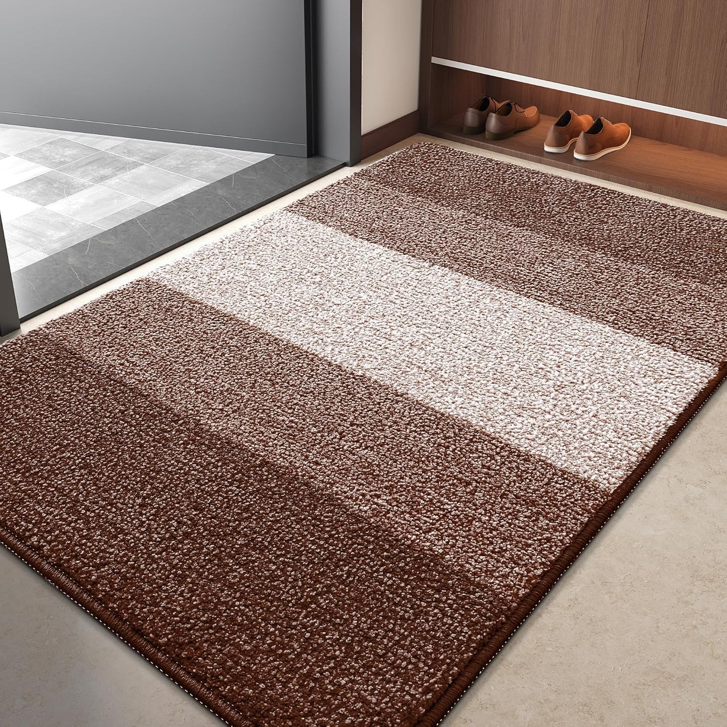 Kitinjoy Indoor Outdoor Door Mat: Non-Slip Absorbent Dirt Trapper