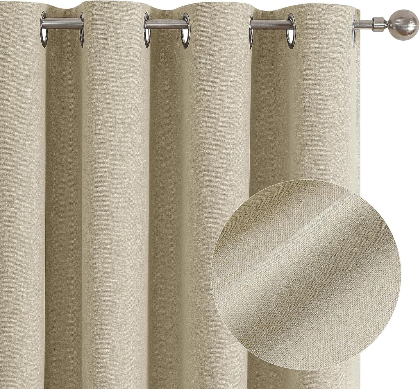 ChrisDowa 100% Blackout Tan Solid Curtains for Bedroom and Living Room
