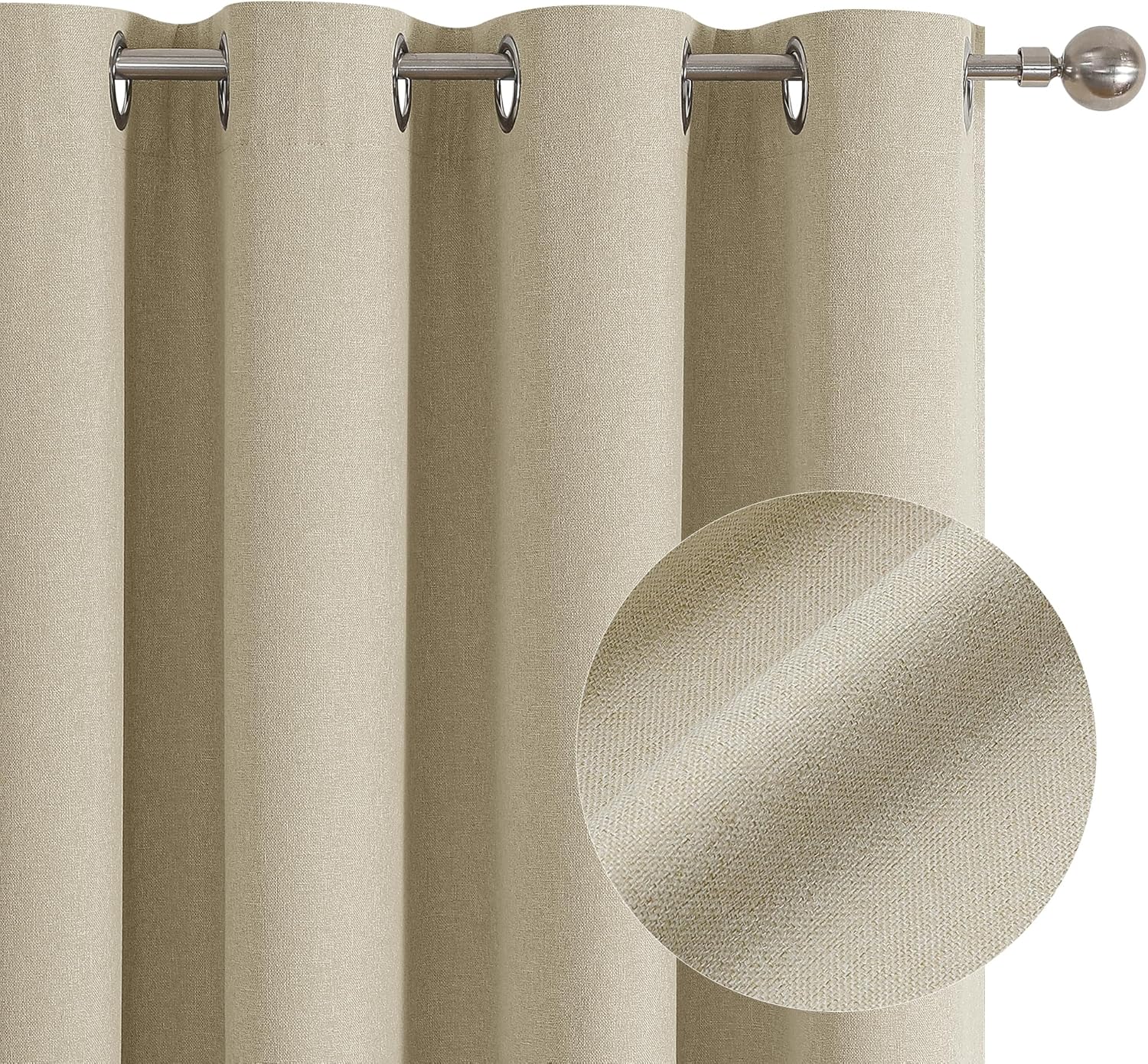 ChrisDowa 100% Blackout Tan Solid Curtains for Bedroom and Living Room