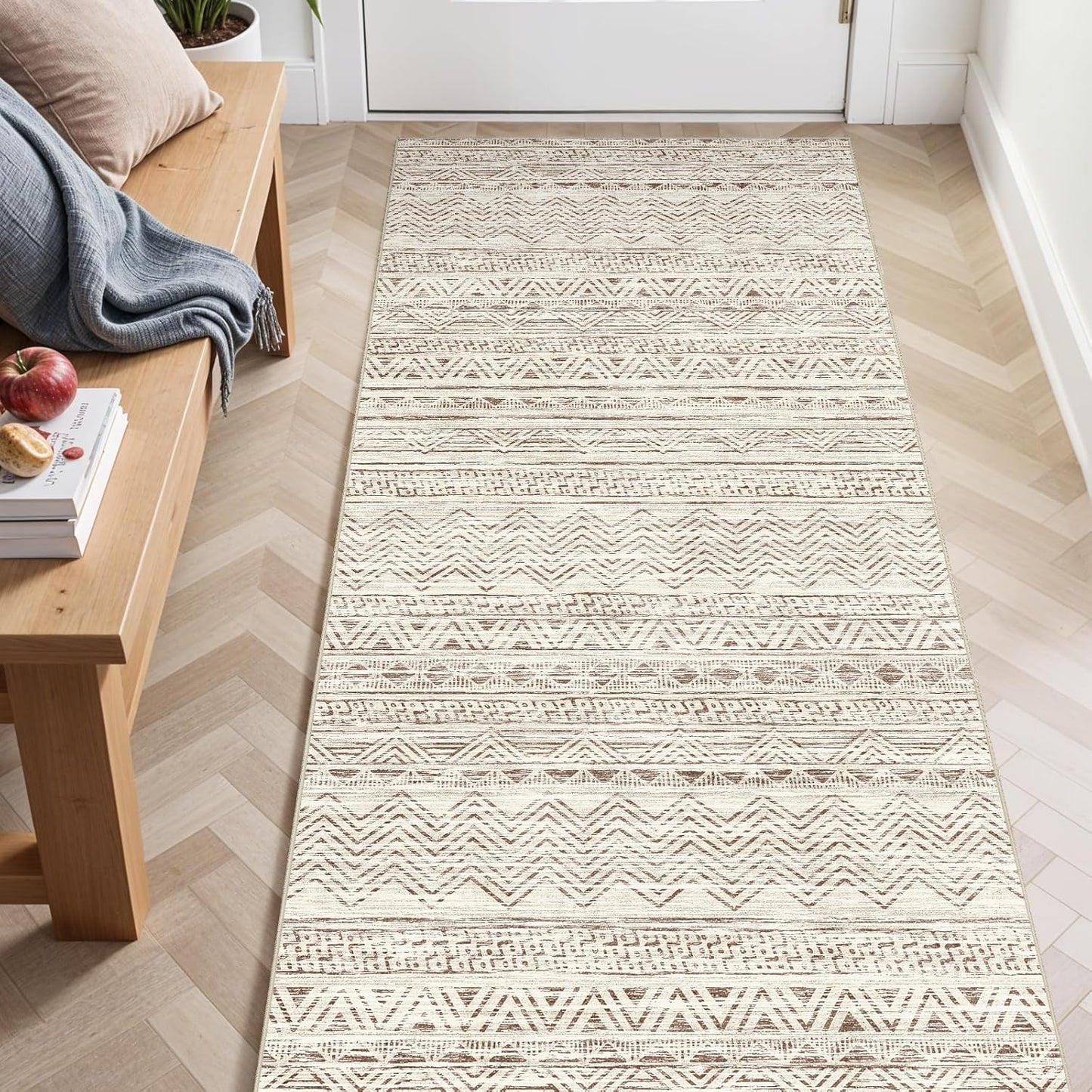 3x6 Washable Hallway Runner Rug - Moroccan Non-Slip Design
