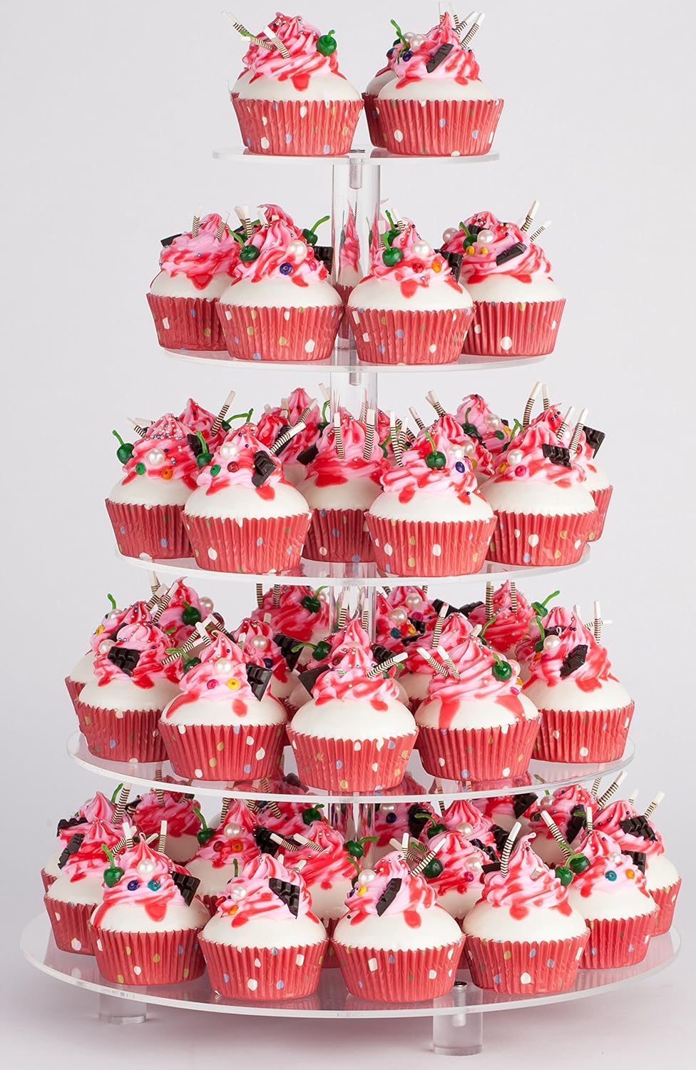 Lager Cupcake Stand for 50 Cupcakes - 5 Tier Acrylic Holder