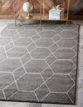 Unique Loom Trellis Frieze Area Rug 6 ft 1 in x 9 ft - Geometric Dark
