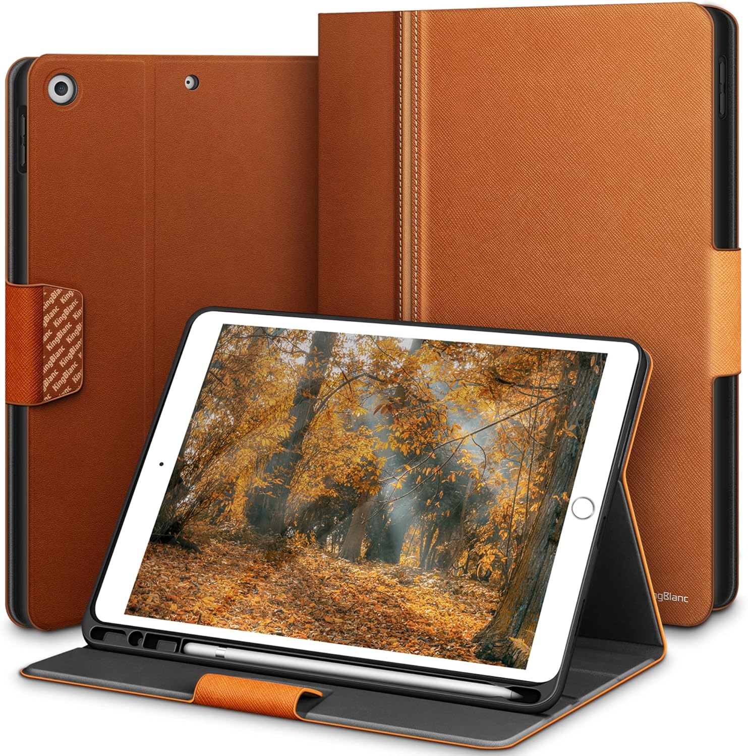KingBlanc iPad Case with Pencil Holder and Auto Sleep Feature