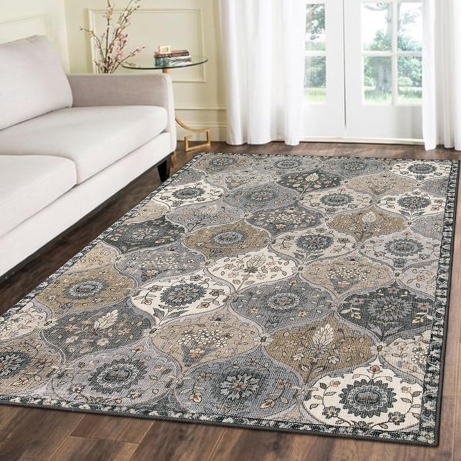Lahome Moroccan Trellis Washable Area Rug for Living Room
