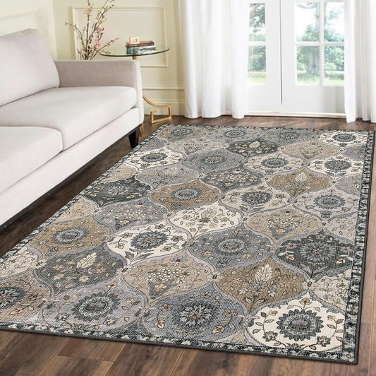 Lahome Moroccan Trellis Washable Area Rug for Living Room