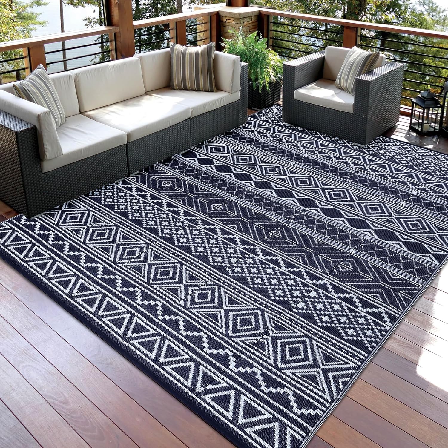 Garvee Outdoor Rug 9x18 Waterproof Large Camping Rug for RV