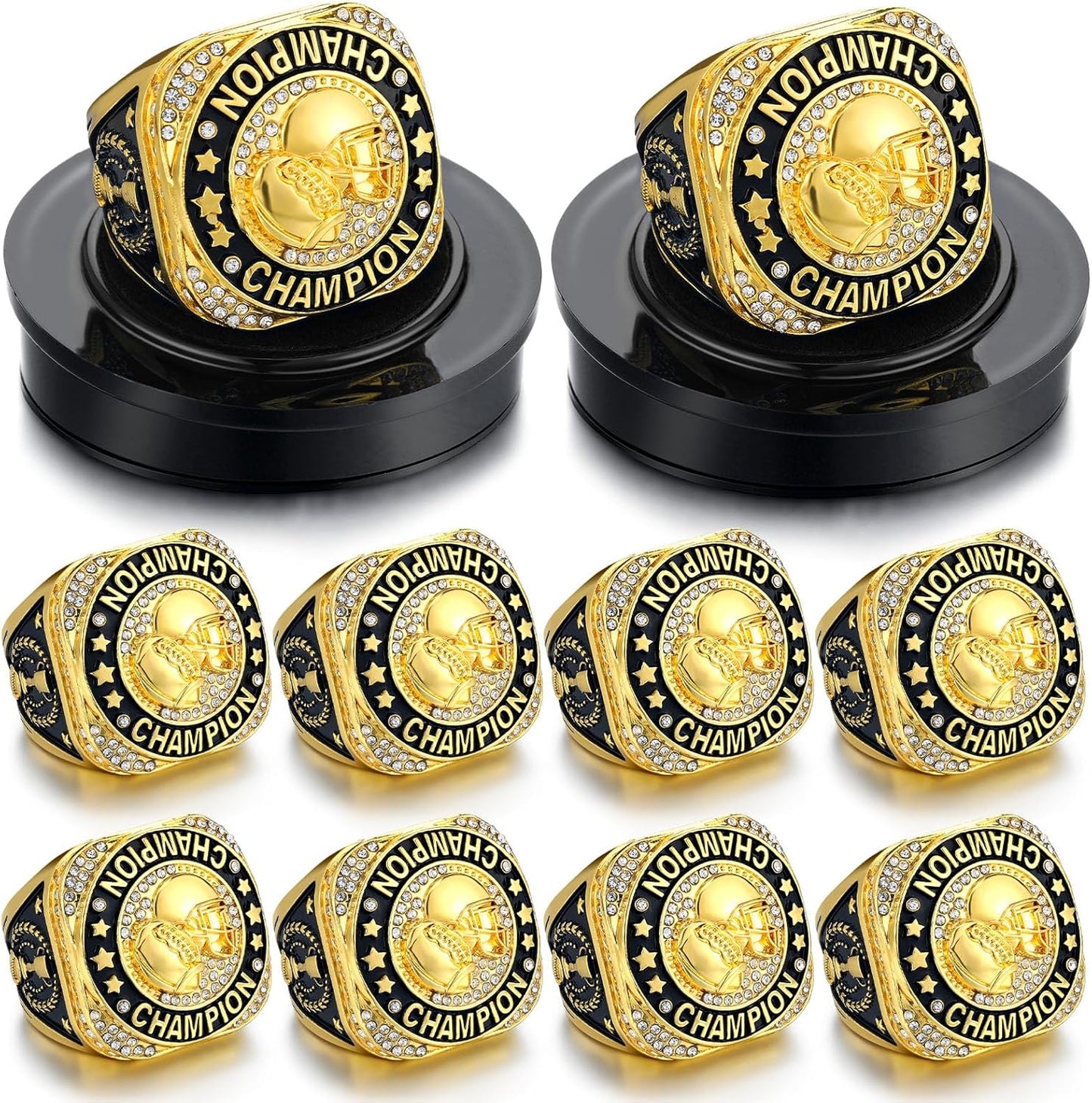10pcs Football Soccer Volleyball Baseball MVP Trophy Rings Set
