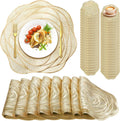 Sieral 48 Set 15 in Round Rose Placemat Set - Metallic Gold