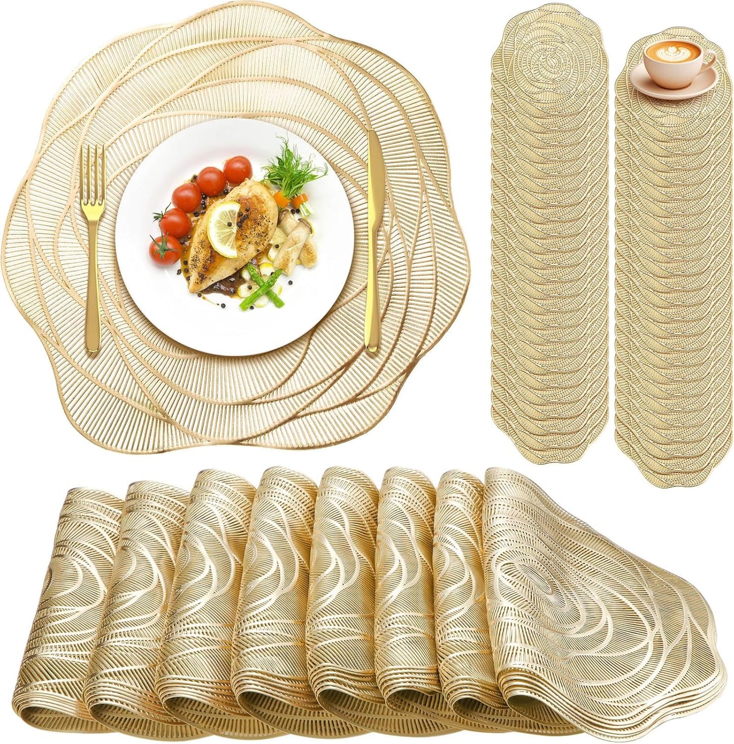 Sieral 48 Set 15 Inch Round Pressed Vinyl Placemats for Dining