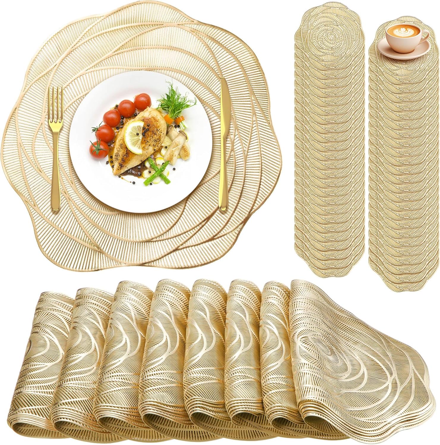 Sieral 48 Set 15 Inch Round Pressed Vinyl Placemats for Dining