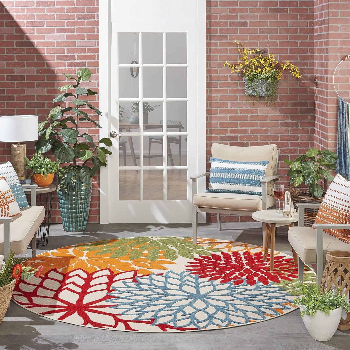 Nourison Home Aloha Indoor/Outdoor Green 7ft 10in' Round Area-Rug