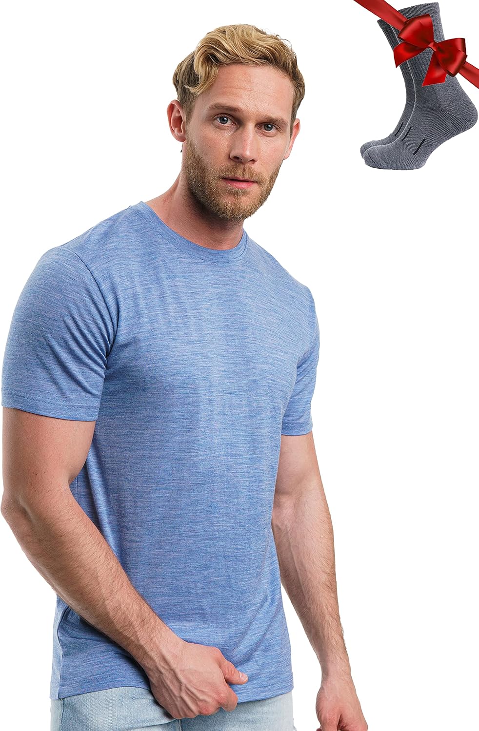 Merino Wool T-Shirt Mens - Comfortable Thermal Shirt & Socks